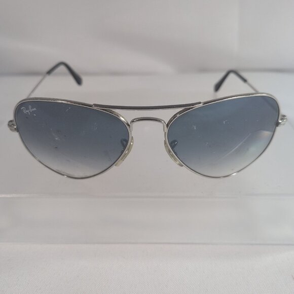 Ray Ban Aviator Silver 3025 003/3F Blue Gradient Sunglasses Italy 55014 2N - Picture 2 of 16